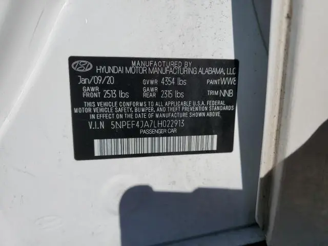 2020 HYUNDAI SONATA SEL  