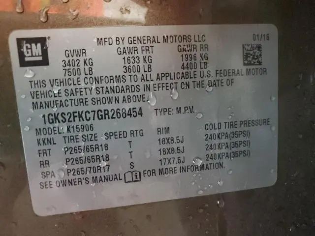 2016 GMC YUKON XL K1500 SLE