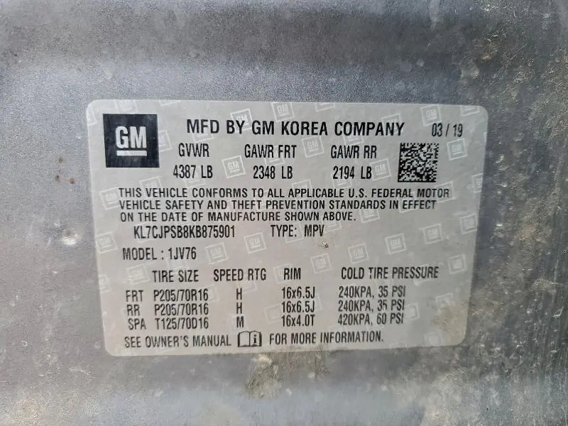 2019 CHEVROLET TRAX 1LT  