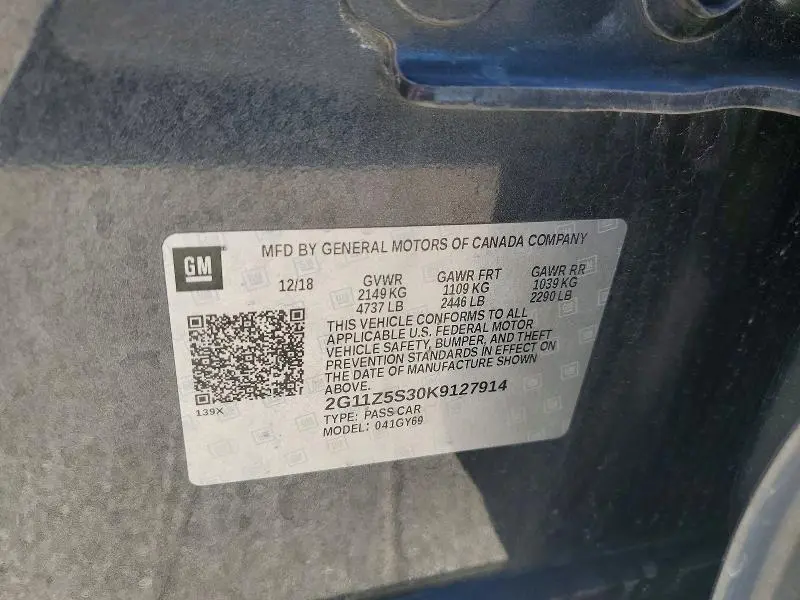 2019 CHEVROLET IMPALA LT  