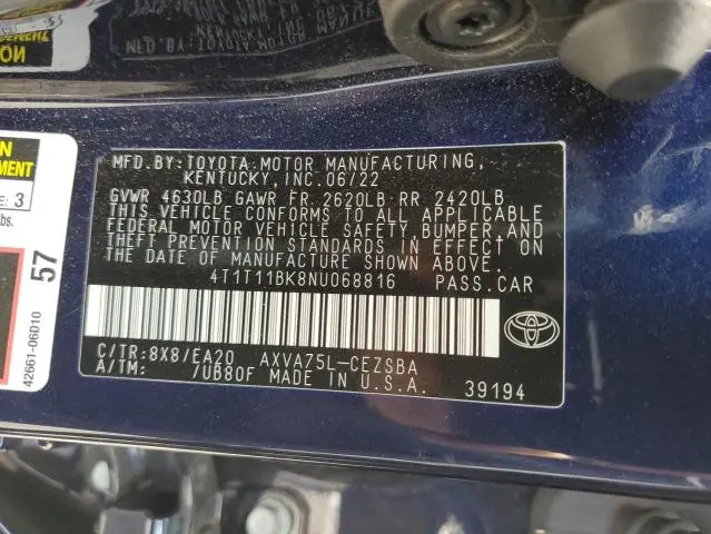 2022 TOYOTA CAMRY SE  