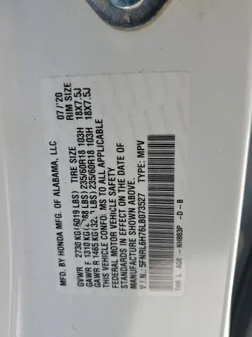 2020 HONDA ODYSSEY EXL  