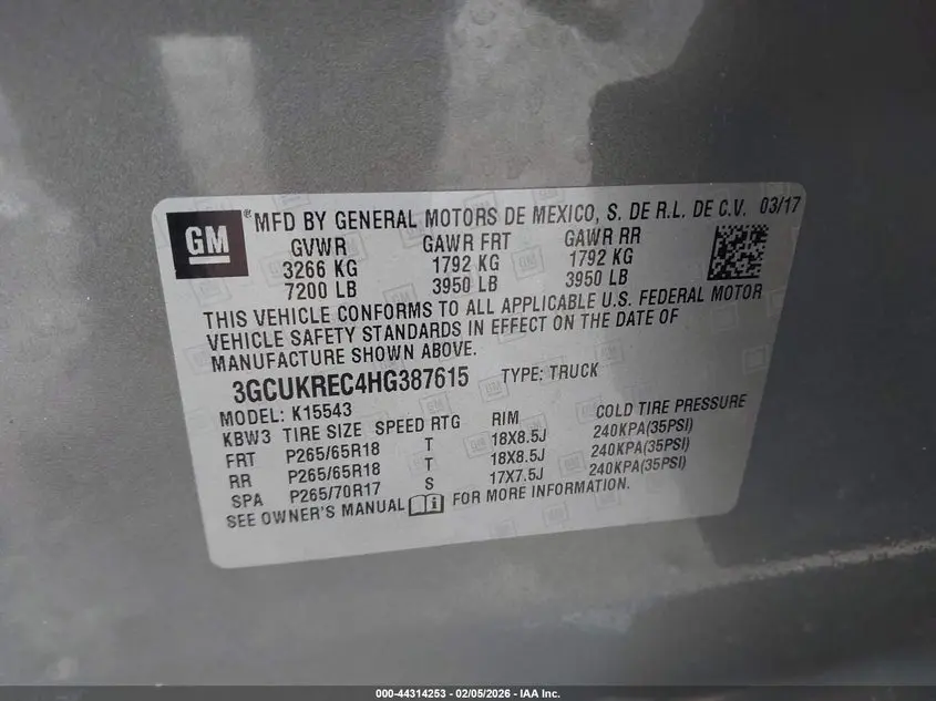 2017 CHEVROLET SILVERADO 1500 2LT