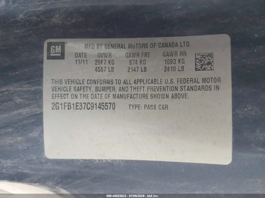 2012 CHEVROLET CAMARO 1LT