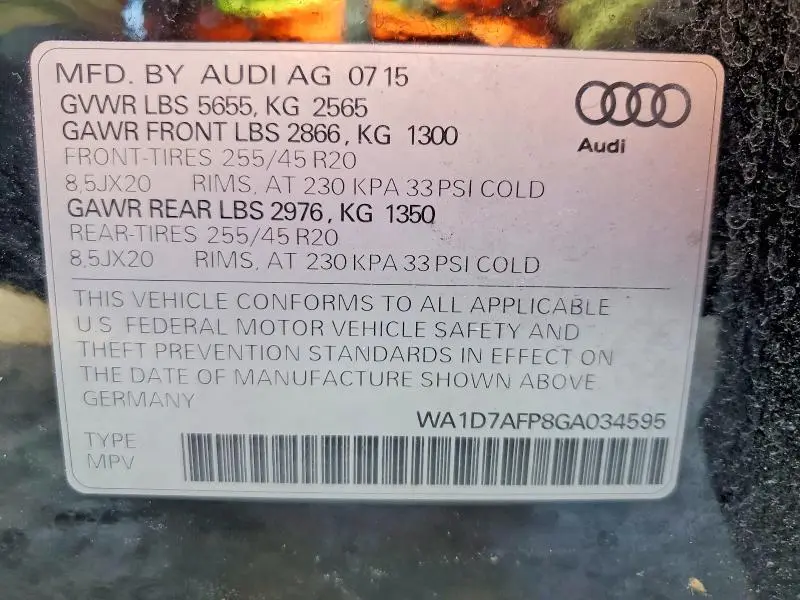 2016 AUDI Q5 PREMIUM PLUS S-LINE  