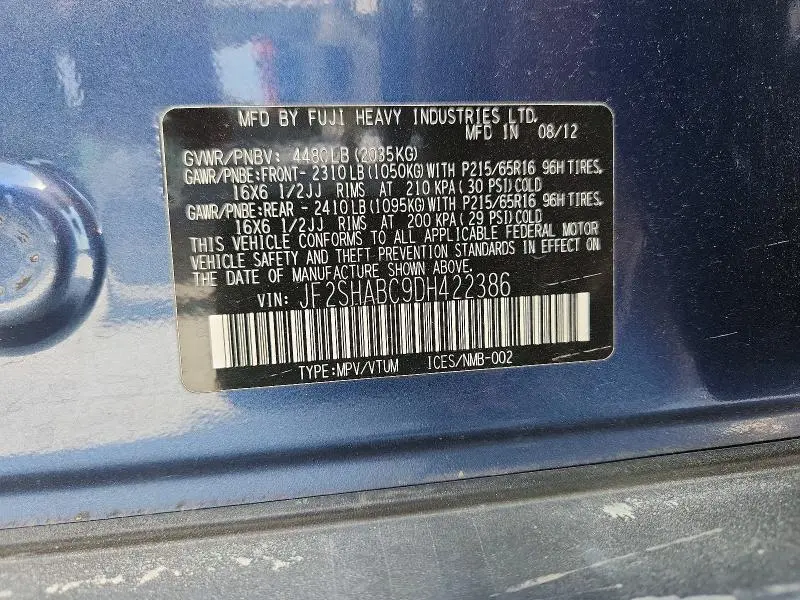 2013 SUBARU FORESTER 2.5X  