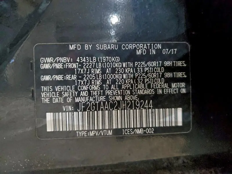 2018 SUBARU CROSSTREK   