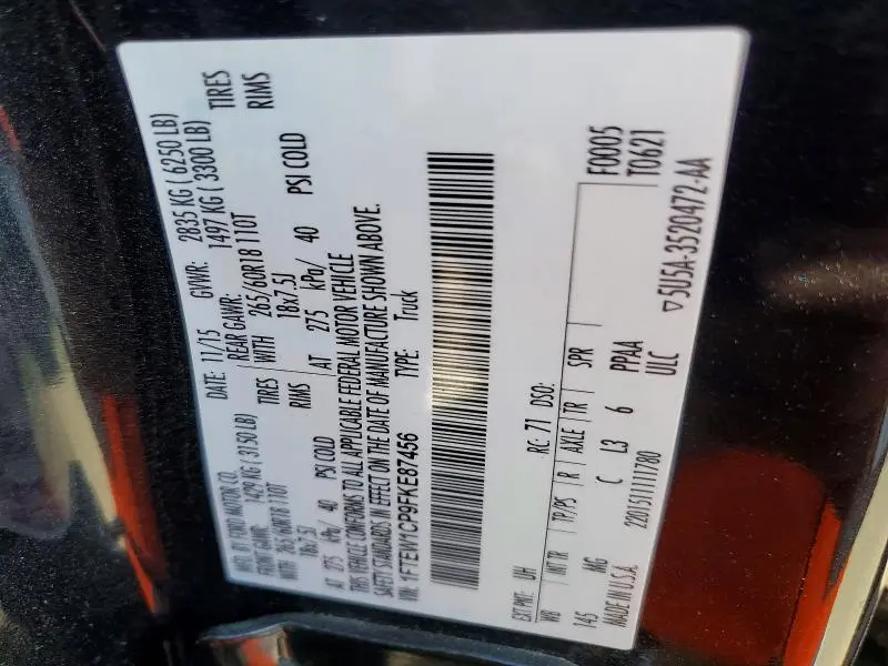2015 FORD F150 SUPERCREW  