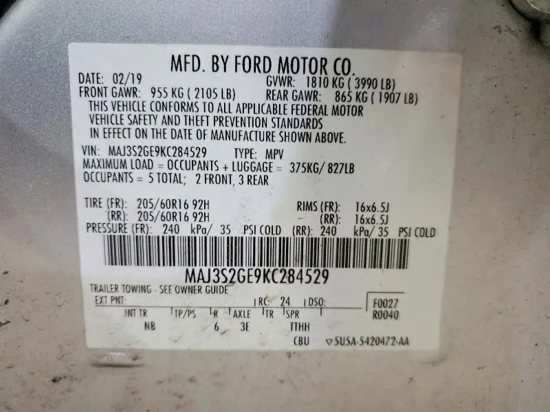 2019 FORD ECOSPORT SE  