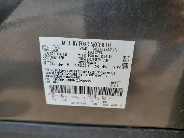 2017 FORD EXPLORER XLT  