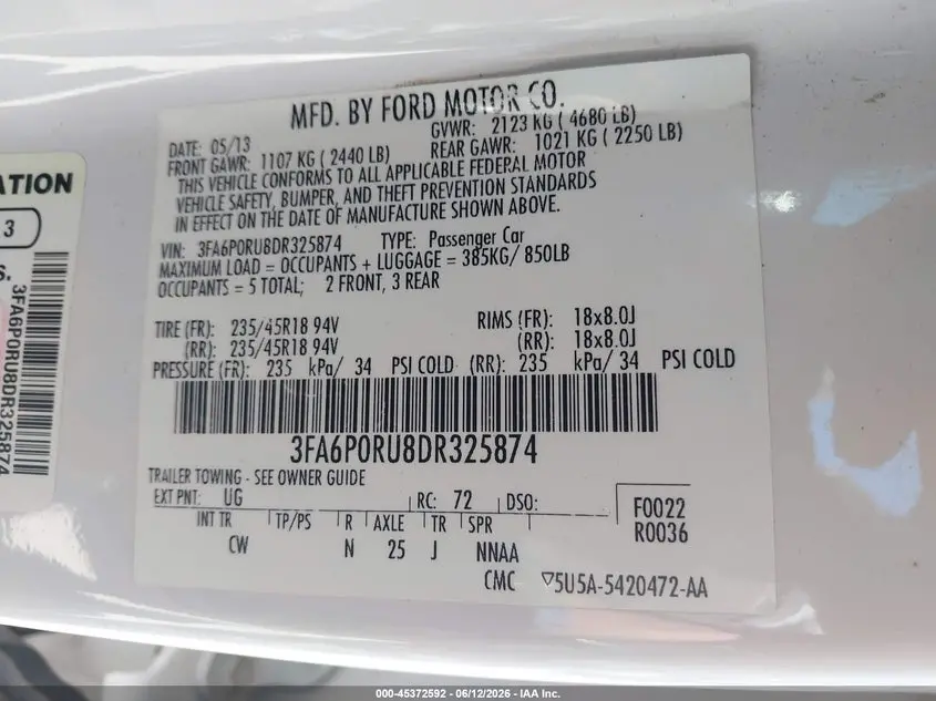 2013 FORD FUSION HYBRID TITANIUM
