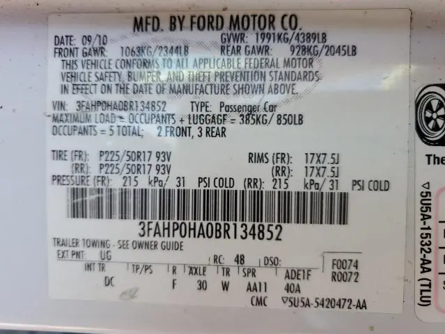 2011 FORD FUSION SE