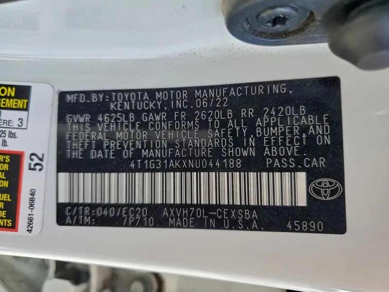 2022 TOYOTA CAMRY NIGHT SHADE  