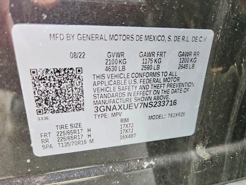 2022 CHEVROLET EQUINOX LT  