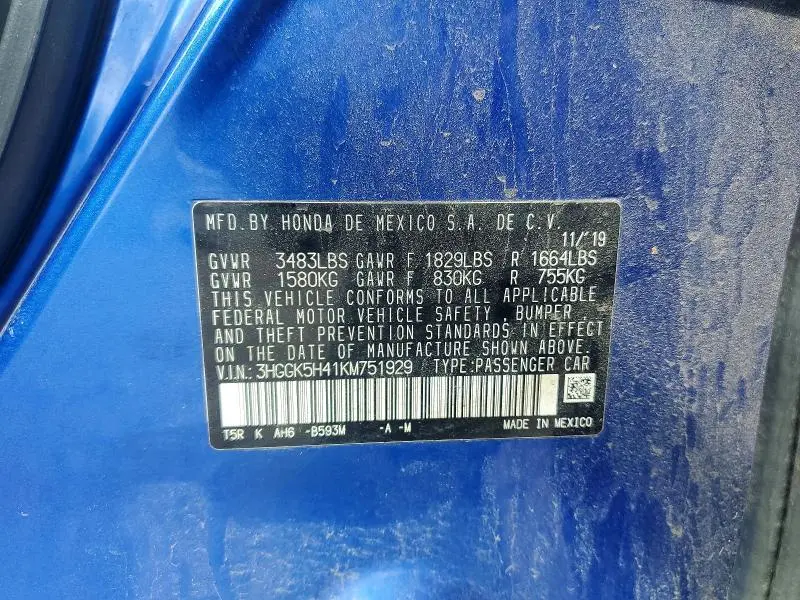 2019 HONDA FIT LX  