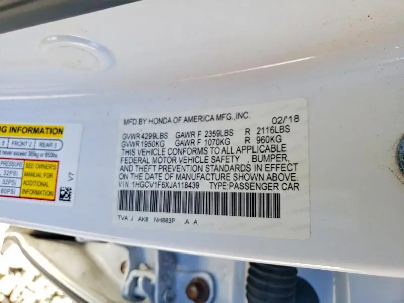 2018 HONDA ACCORD EXL  