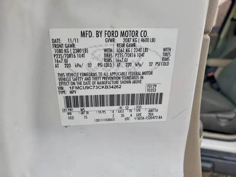 2012 FORD ESCAPE XLS  