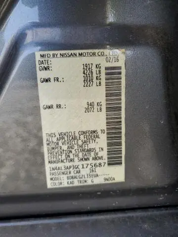 2016 NISSAN ALTIMA 2.5  