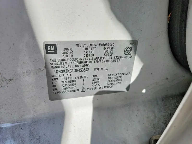 2016 CHEVROLET SUBURBAN K1500 LTZ  