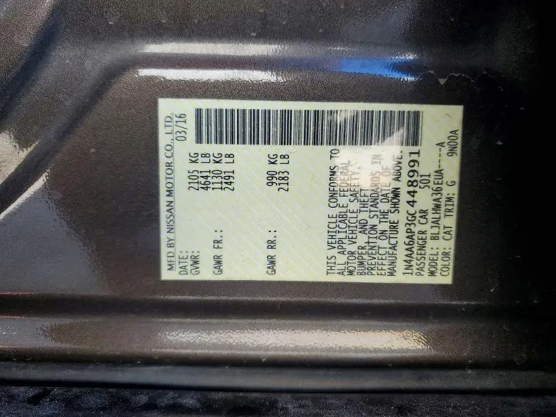 2016 NISSAN MAXIMA PLATINUM  