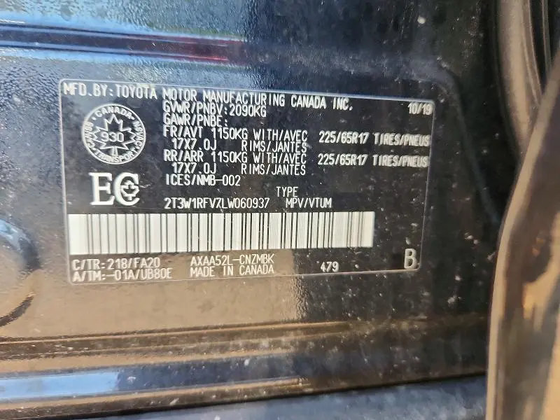 2020 TOYOTA RAV4 XLE  