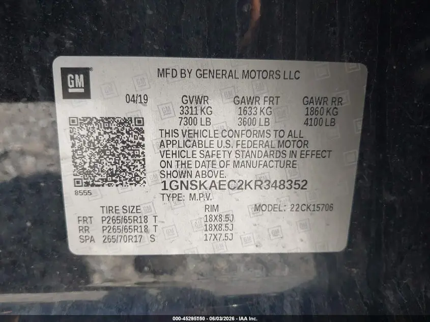 2019 CHEVROLET TAHOE LS