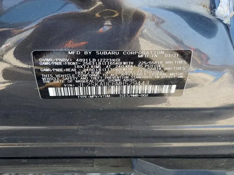 2021 SUBARU FORESTER LIMITED  