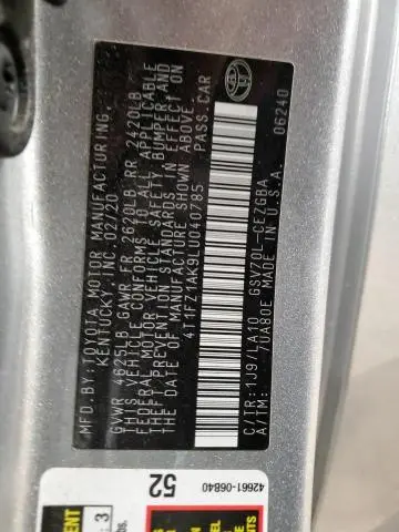 2020 TOYOTA CAMRY XLE  