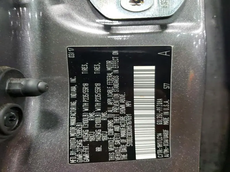 2017 TOYOTA SIENNA XLE 7-PASSENGER  
