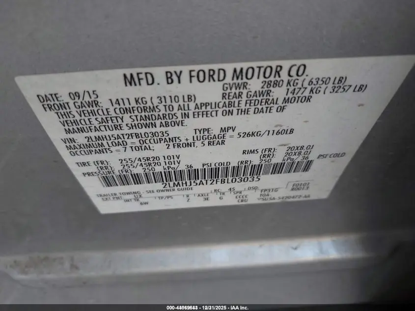 2015 LINCOLN MKT ECOBOOST