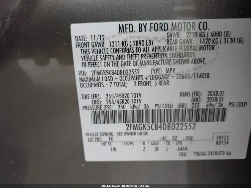 2013 FORD FLEX SEL