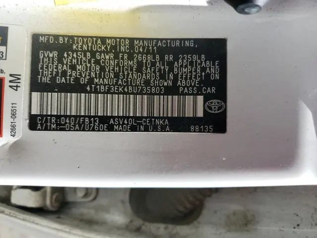 2011 TOYOTA CAMRY BASE  