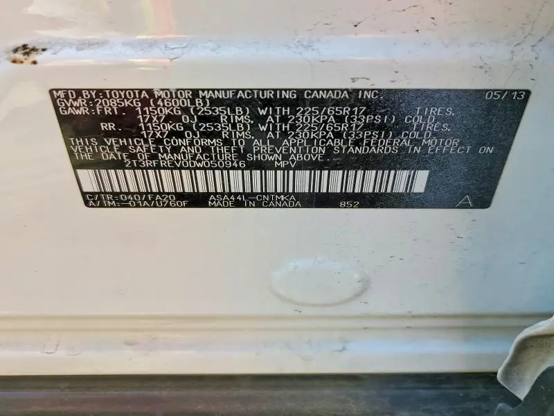 2013 TOYOTA RAV4 XLE  