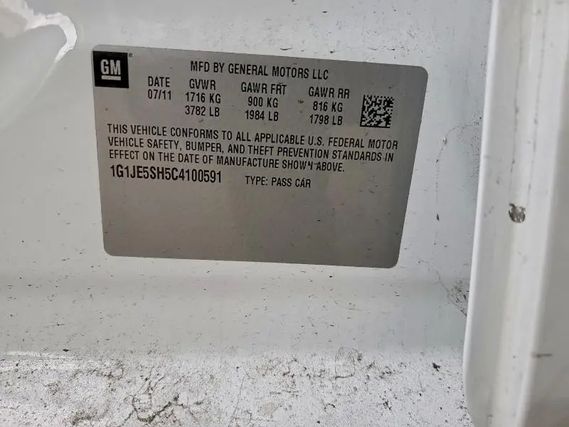 2012 CHEVROLET SONIC LTZ  