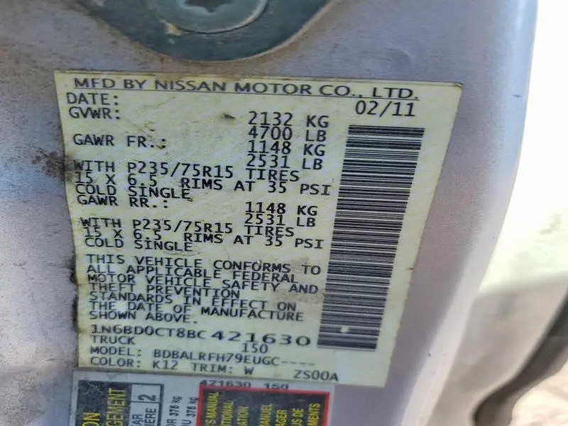 2011 NISSAN FRONTIER S  