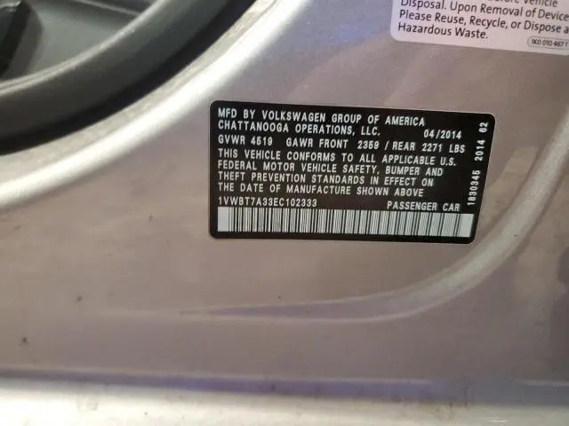 2014 VOLKSWAGEN PASSAT SE  