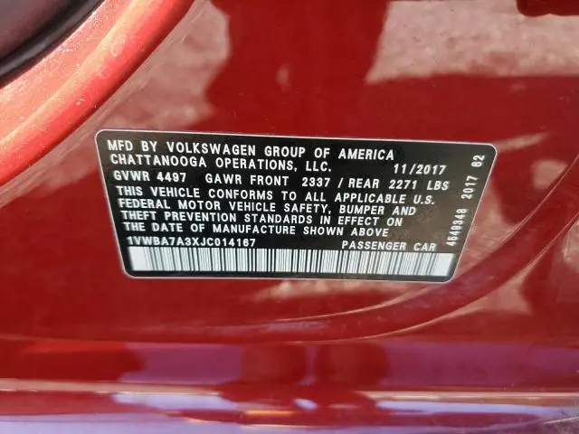 2018 VOLKSWAGEN PASSAT SE  