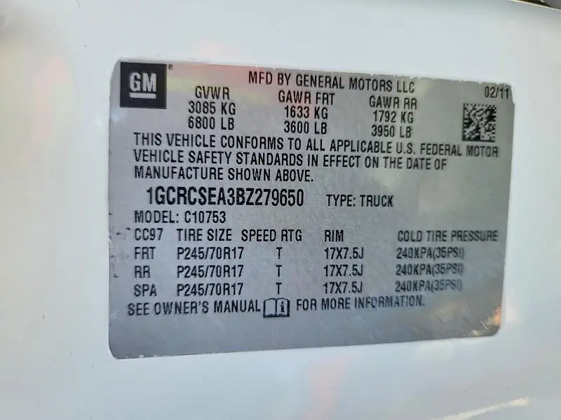 2011 CHEVROLET SILVERADO C1500 LT  