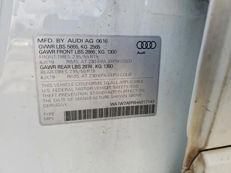 2017 AUDI Q5 PRESTIGE S-LINE  