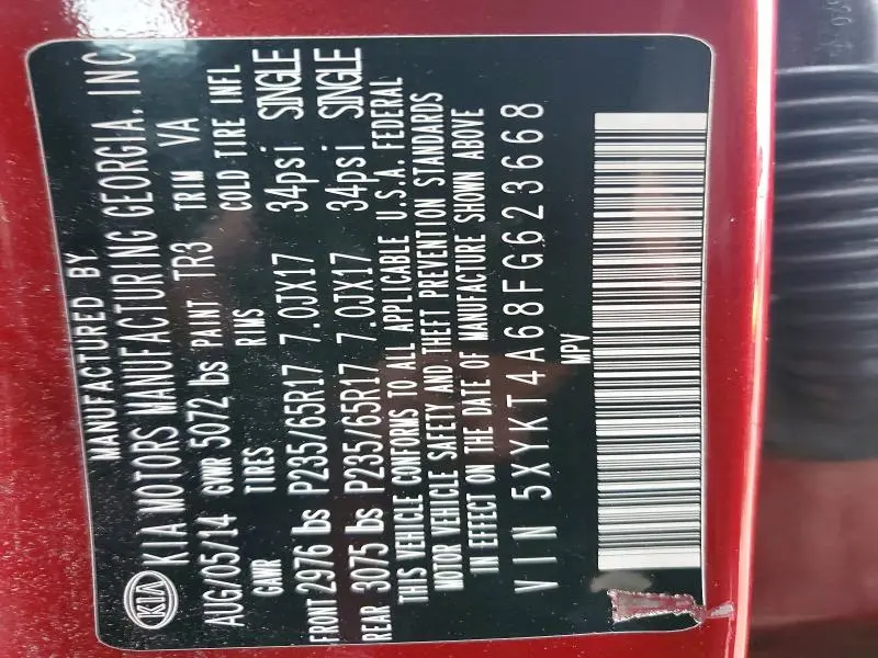 2015 KIA SORENTO LX  