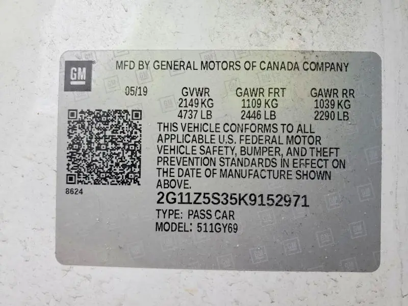 2019 CHEVROLET IMPALA LT  