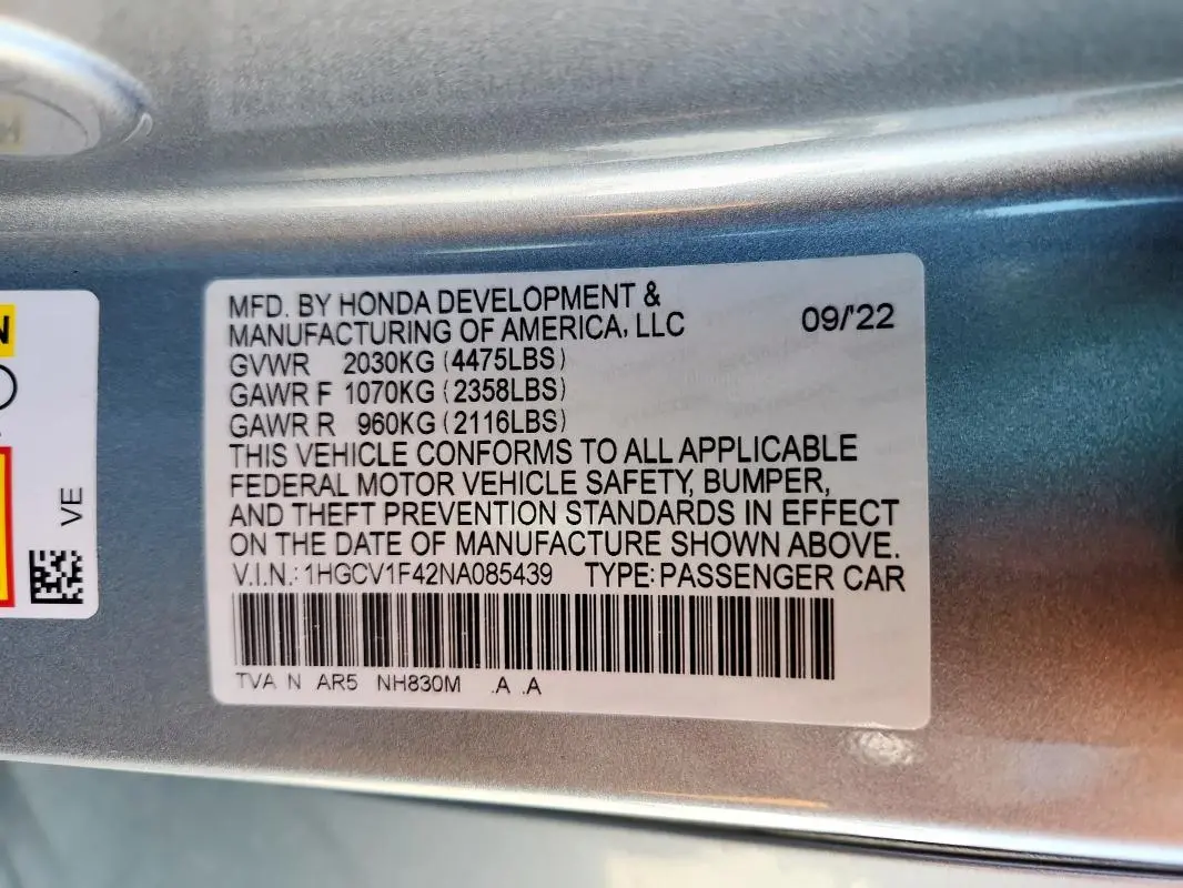 2022 HONDA ACCORD SPORT SE  