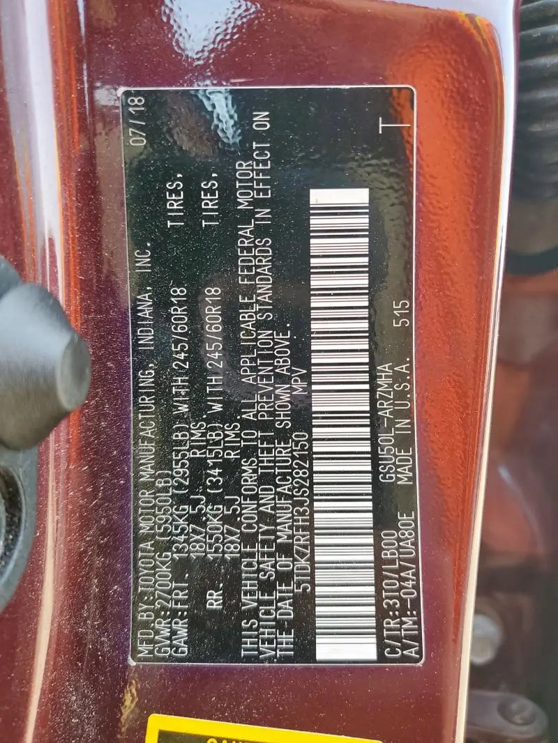 2018 TOYOTA HIGHLANDER SE  