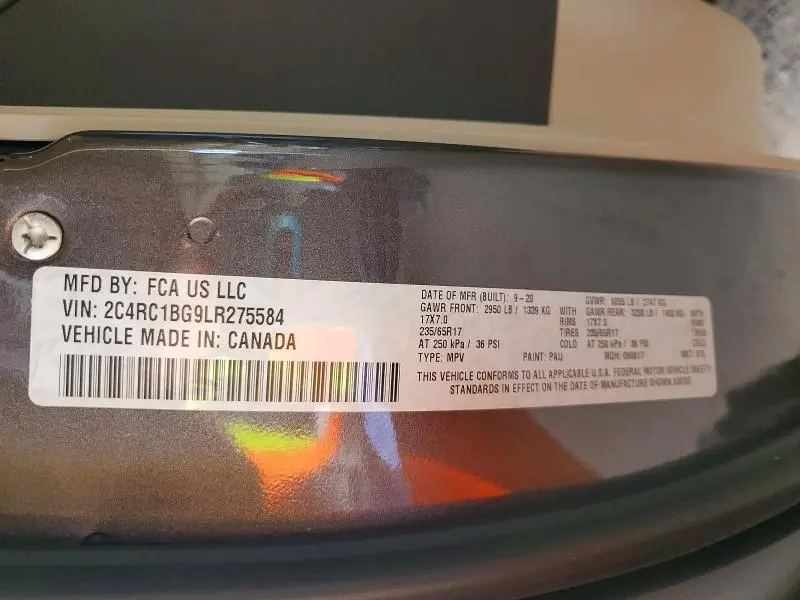 2020 CHRYSLER PACIFICA TOURING L  
