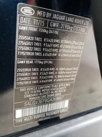 2016 LAND ROVER RANGE ROVER AUTOBIOGRAPHY  