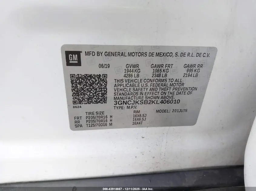 2019 CHEVROLET TRAX LS