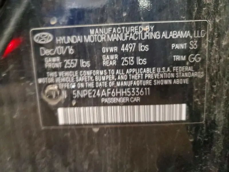 2017 HYUNDAI SONATA SE  