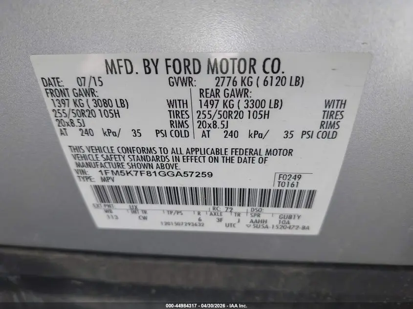 2016 FORD EXPLORER LIMITED