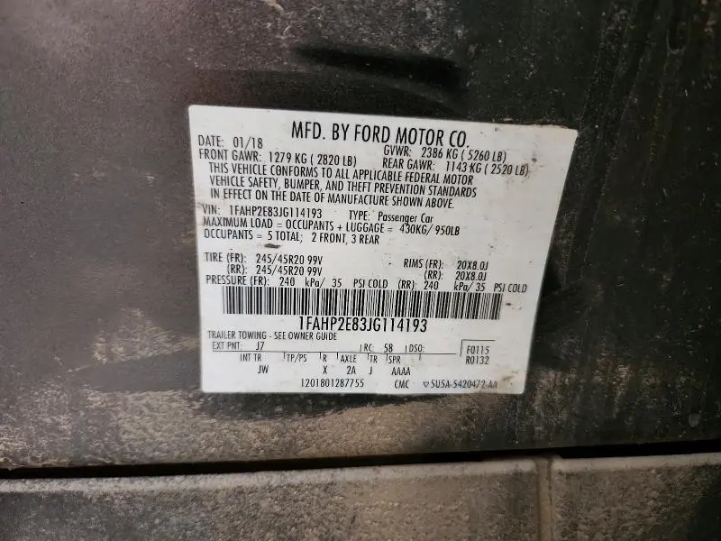 2018 FORD TAURUS SEL  