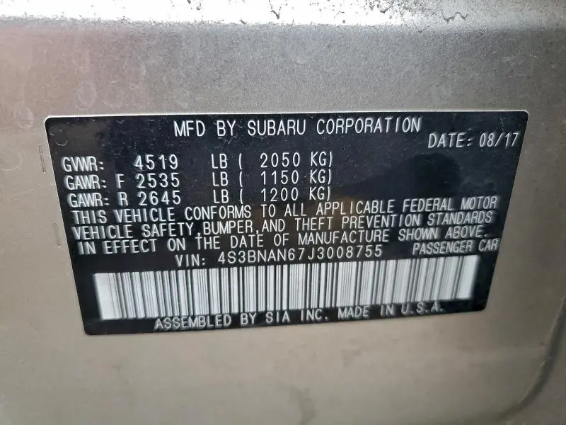 2018 SUBARU LEGACY 2.5I LIMITED  